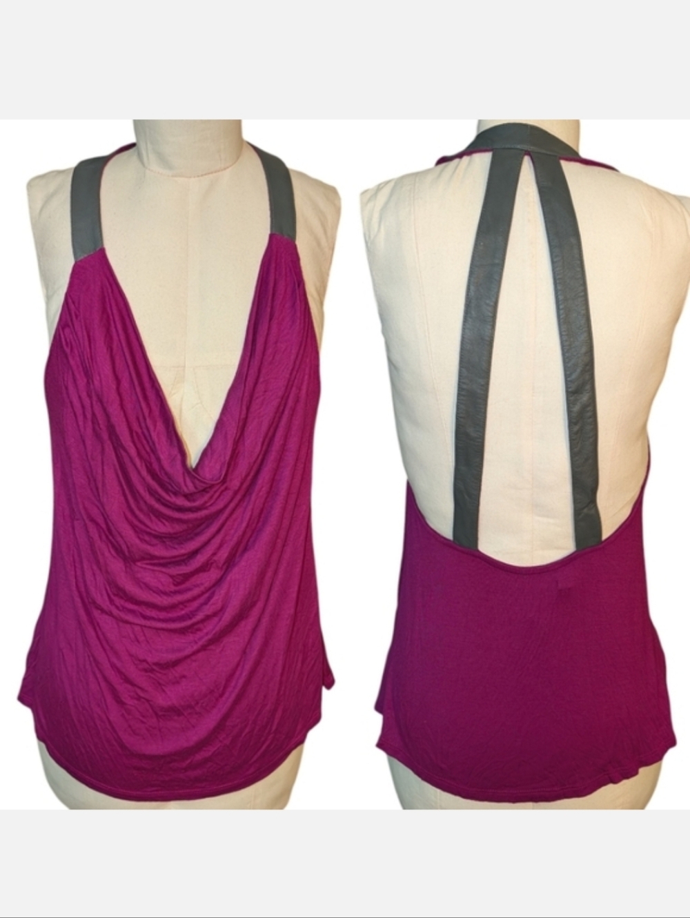 Woodleigh STATEMENT Top RARE Faux Leather Strappy Halter Spring Summer